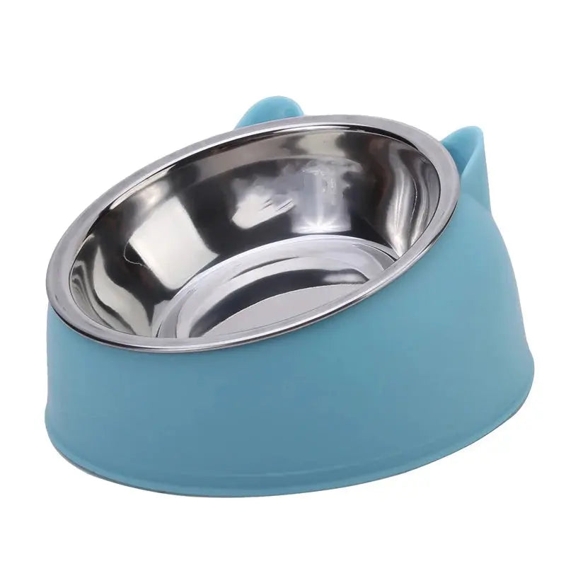 1pc Cat Bowl Lovely Creative Inclined Kitten Puppy Food Feeding Bowls Stainless Steel Cats Drinking Feeder Pet Dogs Cats Feeders - Nova Trendz