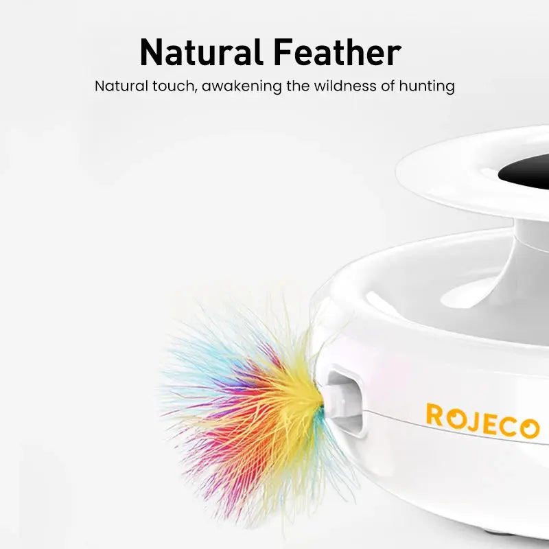 ROJECO 2 in 1 Smart Cat Toys Automatic Feather Fun Ball Toy Set For Cat Dog 5 Modes Electronic Interactive Pet Toy Accessories - Nova Trendz