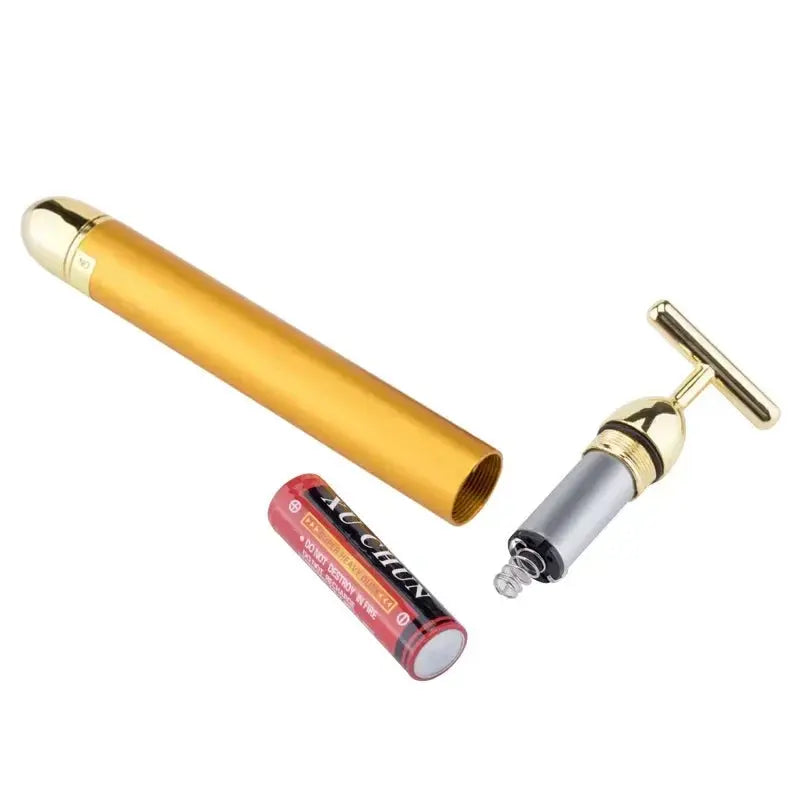 24K Gold Beauty Bar Face Massager Electric Vibrating Rose Quartz 3D Roller Face Lifting Body Facial Gua Sha Jade Roller Nova Trendz