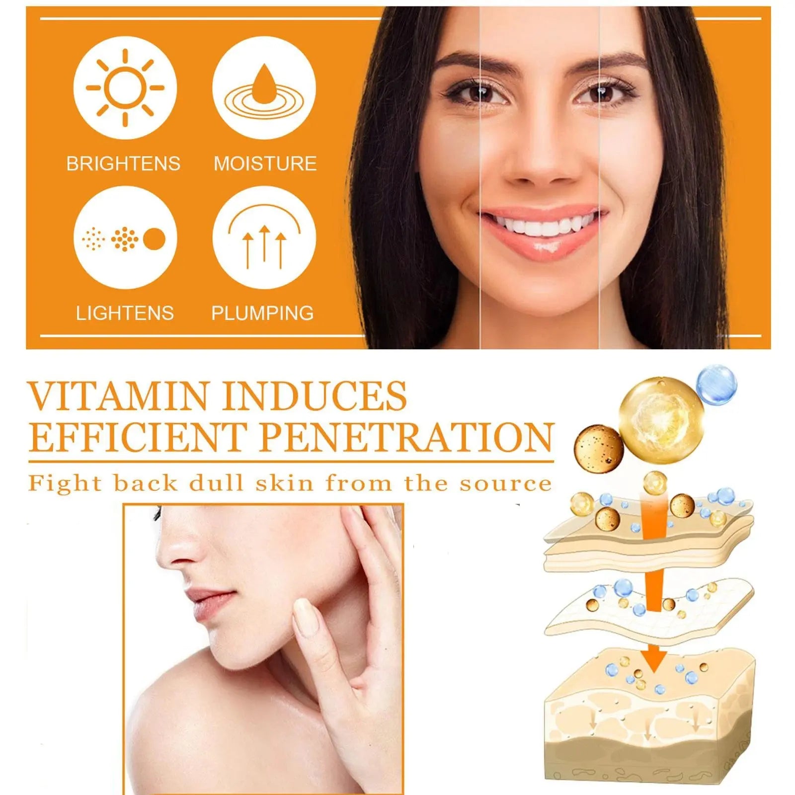 Skincare Products Vitamin C Facial Serum Brighten Skin Lighten Spots Hyaluronic Acid Face Essence Skin Care Products 30ml Nova Trendz