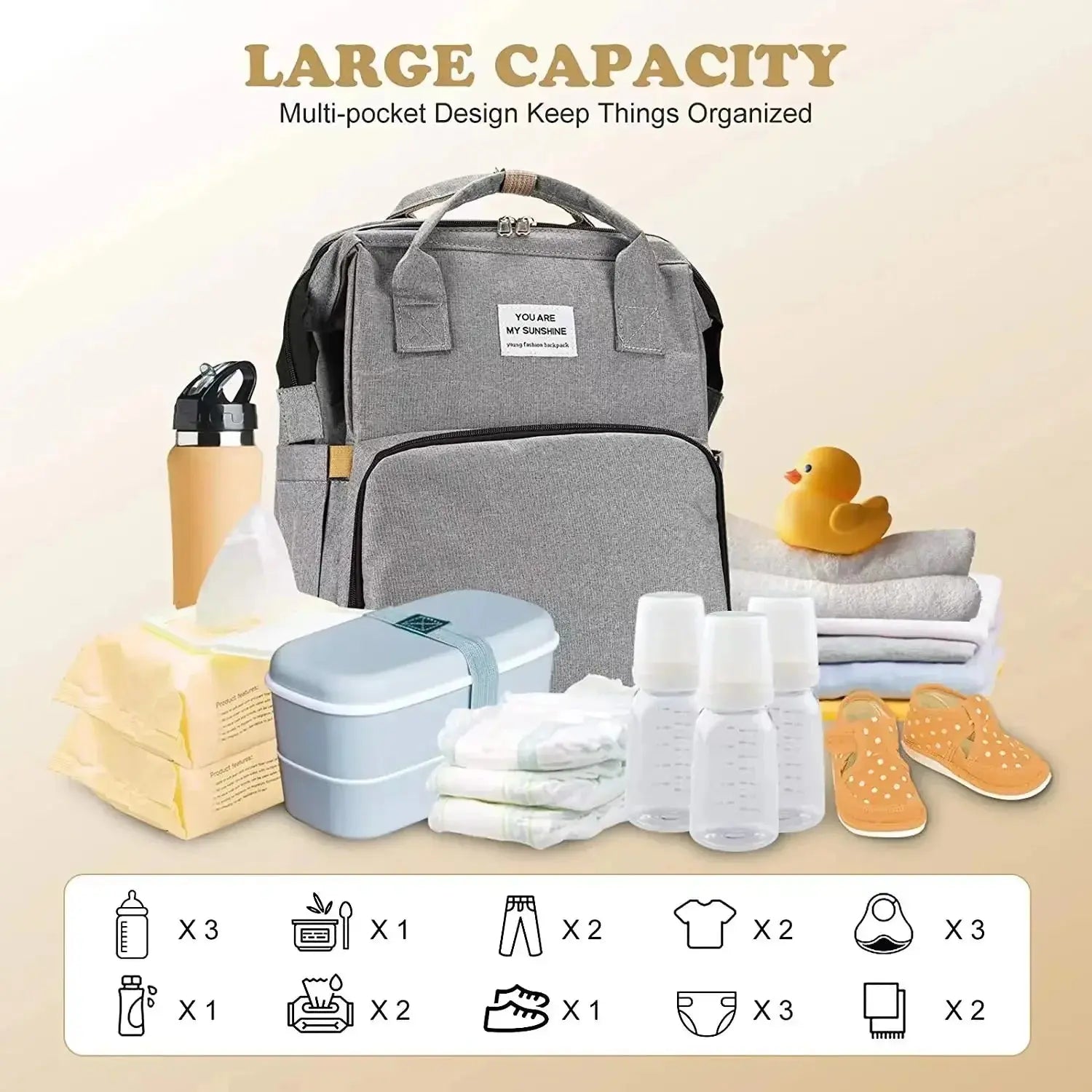 Foldable bed diaper bag with changing station insulated pocket and large capacity Multifunctional Double shoulder mommy bag Nova Trendz