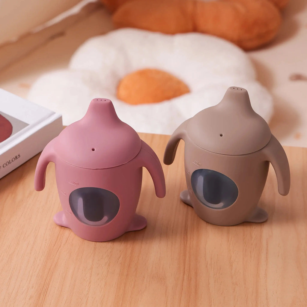 Color Kids 1PCS Silicone Penguin Sippy Cup Transparent Baby Water Bottle BPA Free Leakproof  Portable Infant Cup Baby Gifts Nova Trendz