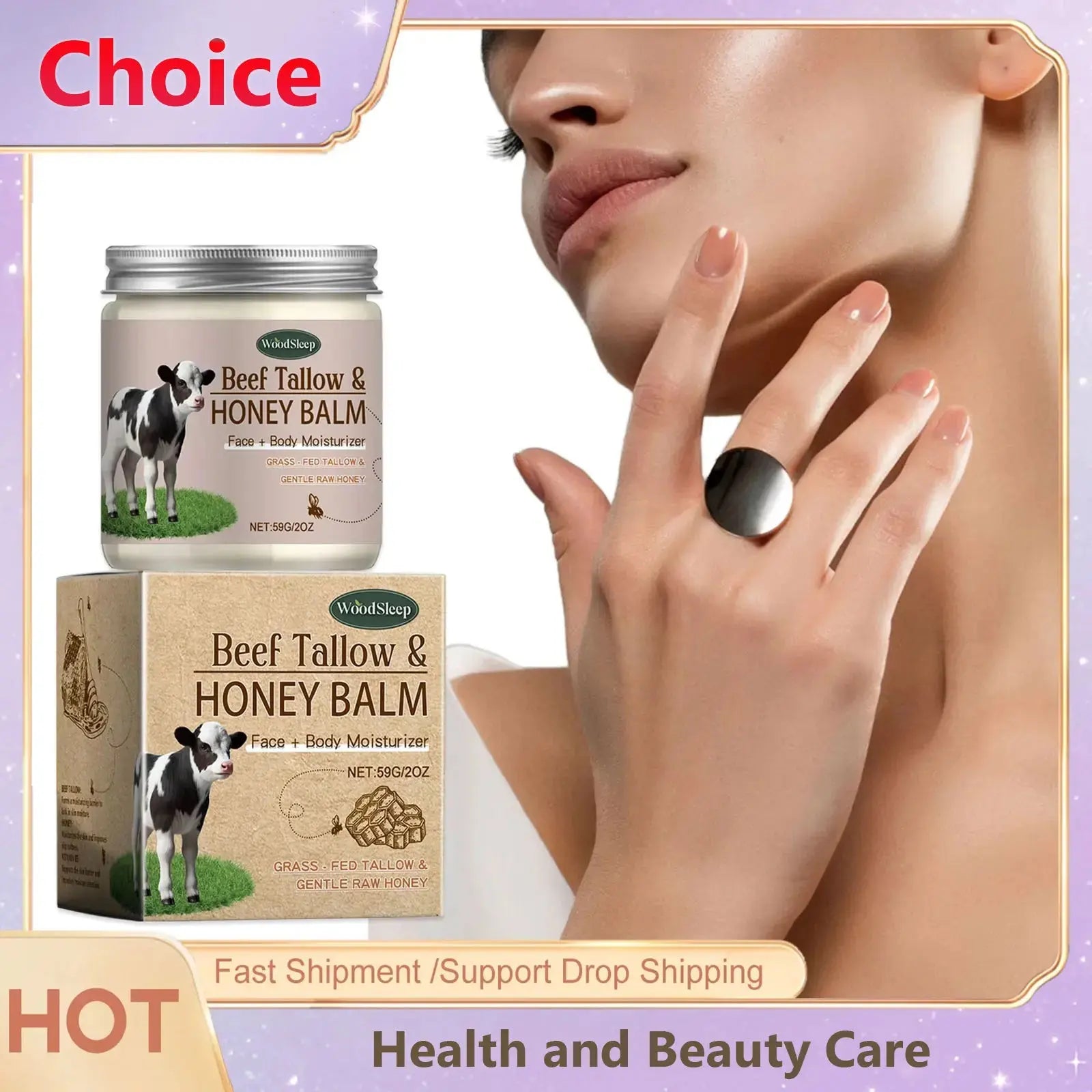 Organic Beef Tallow Honey Moisturizer Grass Fed Beef Tallow Face Cream Soothing Firm Increase Elasticity Whipped Smooth Lotion - Nova Trendz