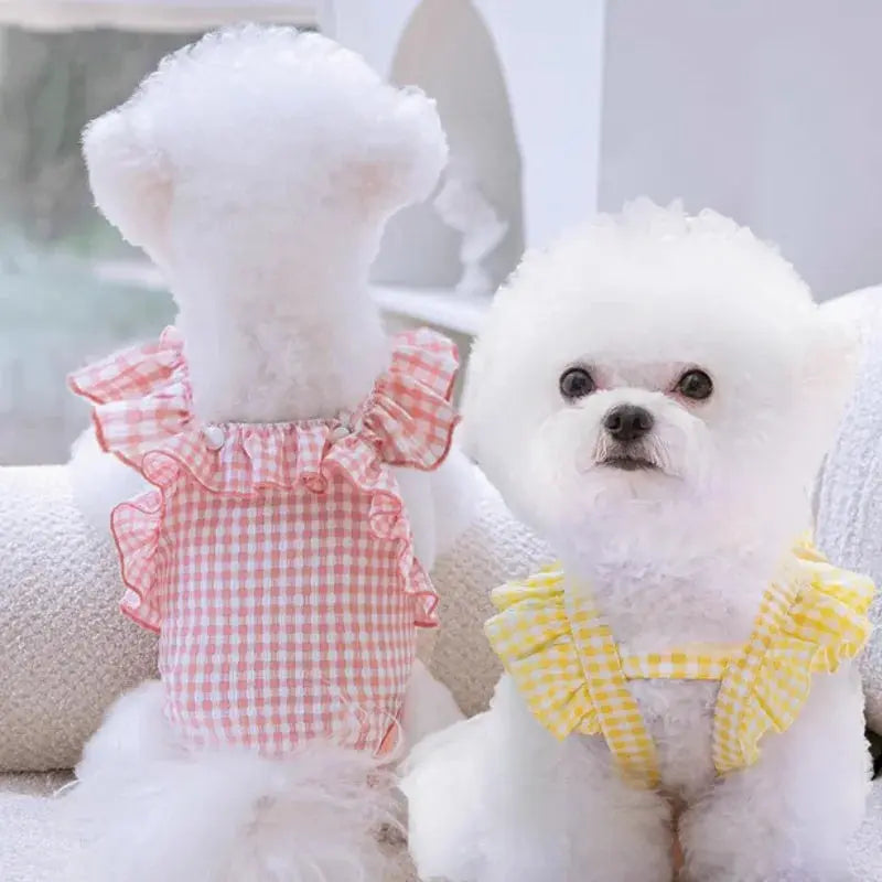 Washable Female Dog Diapers Suspenders Plaid Pet Physiological Pants Dog Shorts for Small Dogs Pet Products Cute Dog Underwear Nova Trendz