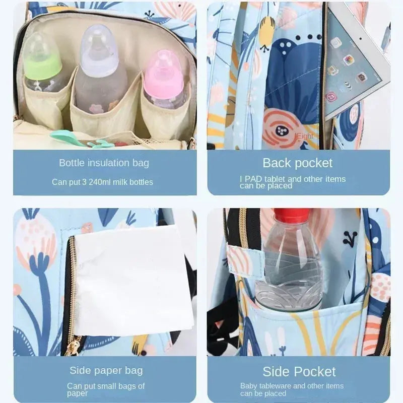 Fashion Print Nappy Backpack Bag Mummy Large Capacity Bag Mom Baby Multi-function Outdoor Travel Diaper Bags for Baby Care Stuff Nova Trendz