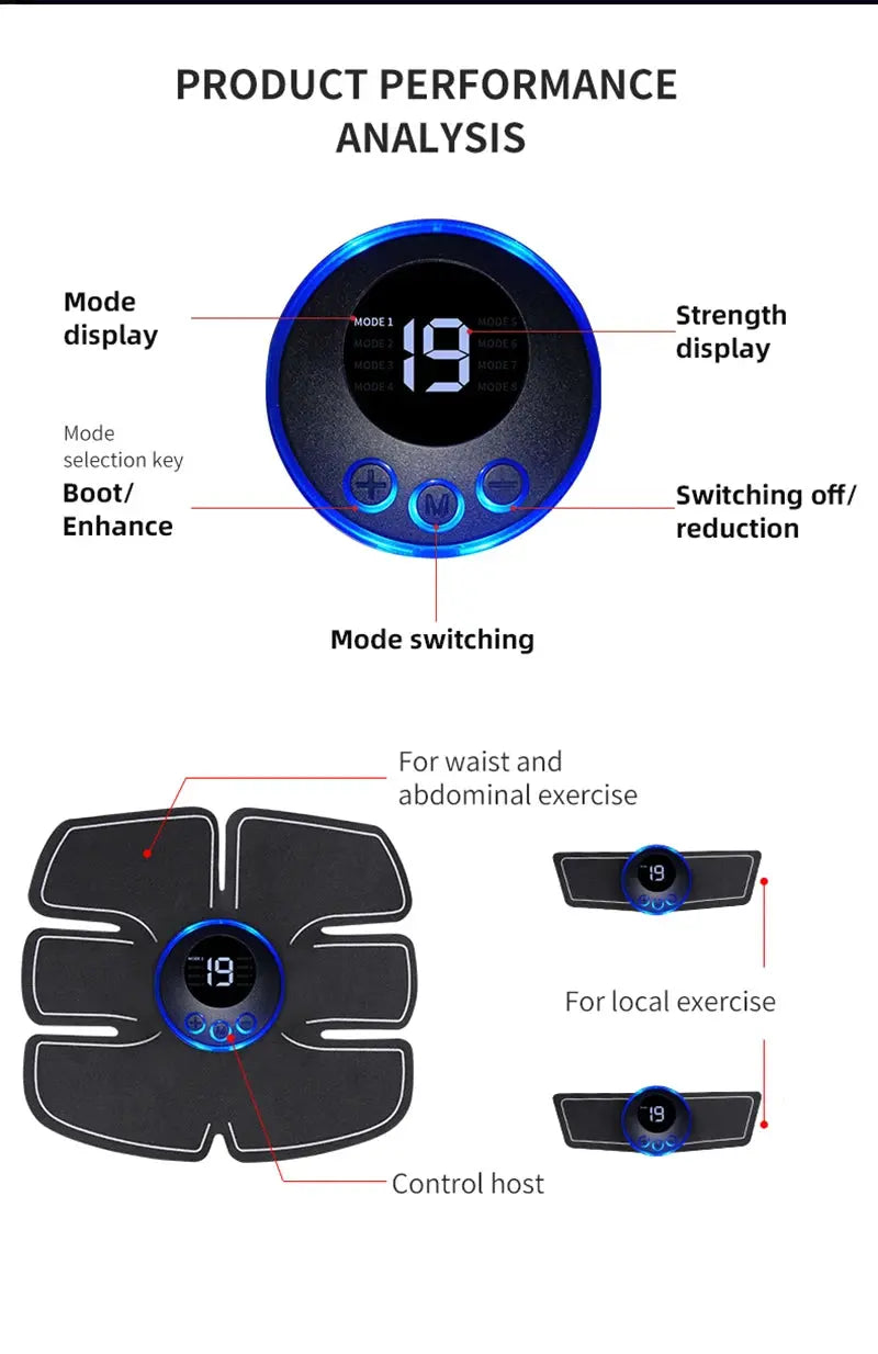 Electrical Muscel Stimulator Massager Abdomen Buttocks Arm Leg Neck Hips Trainer Muscle Toner Fitness Training Workout Equipment Nova Trendz