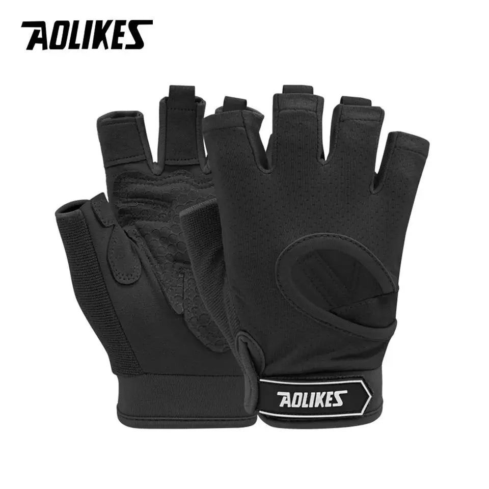 AOLIKES 1 Pair Gym Gloves Body Building Sports Fitness Dumbbell Workout Breathable Gloves for Crossfit Weight Lifting Training Nova Trendz