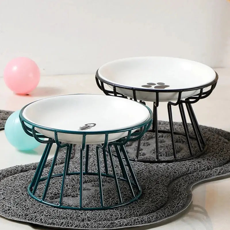 Ceramic For Dog Cat Puppy Kitten Elevated Cat Feeder Drinker Pet Feeder Bowl Pet Supplies Cat Food Bowl Water Feeder Container Nova Trendz