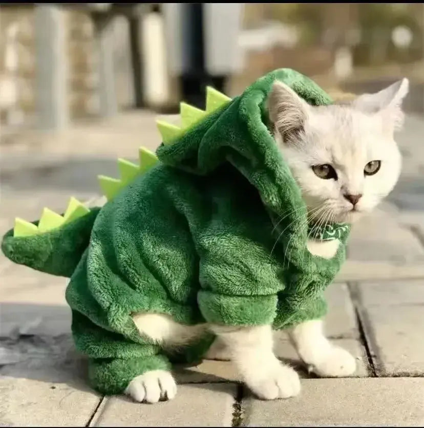 Pet Cat Dog Halloween Dog Clothes for Small Dogs Funny Dinosaur Cosplay Costume Winter Warm Cat Coat Fleece Hoodies Sweater Nova Trendz