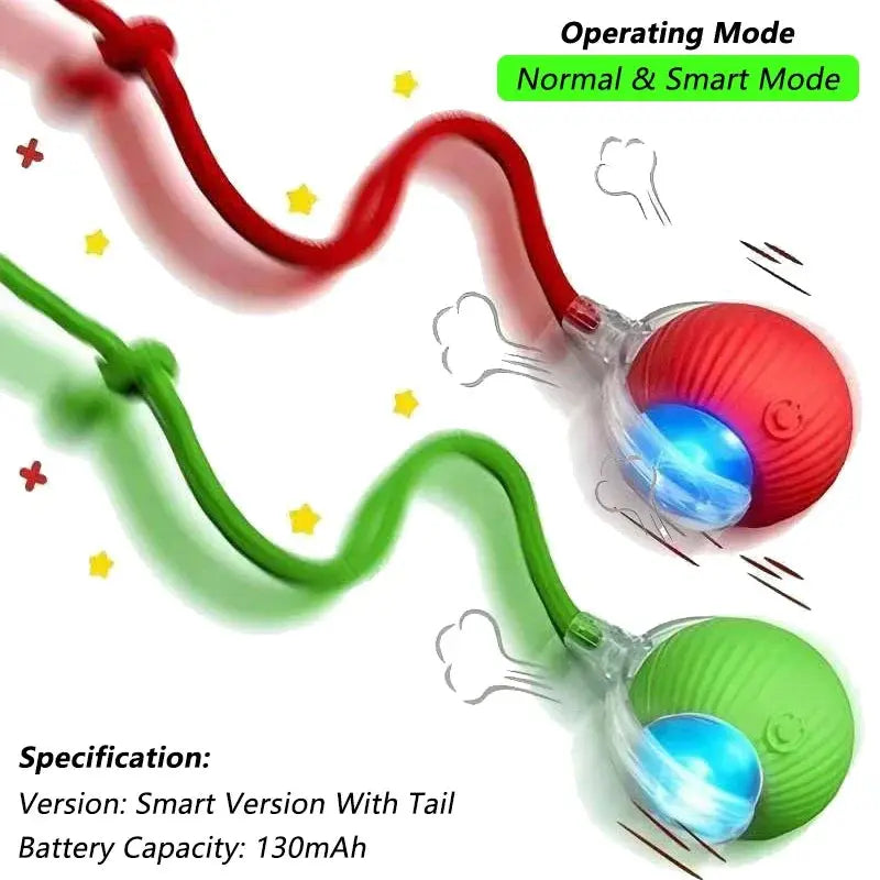 Cat Interactive Ball Toy, Automatic Rolling Ball with Tail, Rechargeable Smart Pet Interactive Toy, Intelligent Mouse for Cat - Nova Trendz