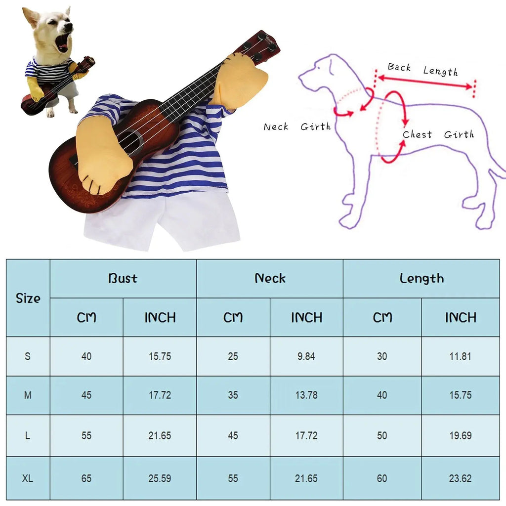 Pet Guitar Costume Funny Dog Costumes Guitarist Player Halloween Christmas Cosplay Party Dog Cat Clothes Dressing Up Outfits - Nova Trendz