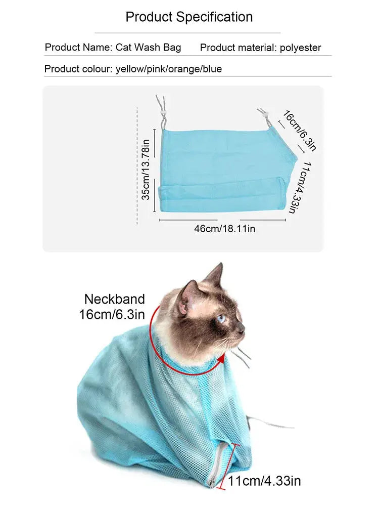 Cat Bathing Bag,Breathable Mesh Anti Scratch Cat Groom Bath Bag Adjustable Cat Grooming bag For Bathing Nail Trimming Nova Trendz