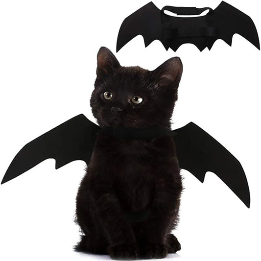 Dog Cat Bat Wings for Halloween Party Decoration, Pet Collar Leads Cosplay Bat Costume,Cute Puppy Cat Dress Up Accessories