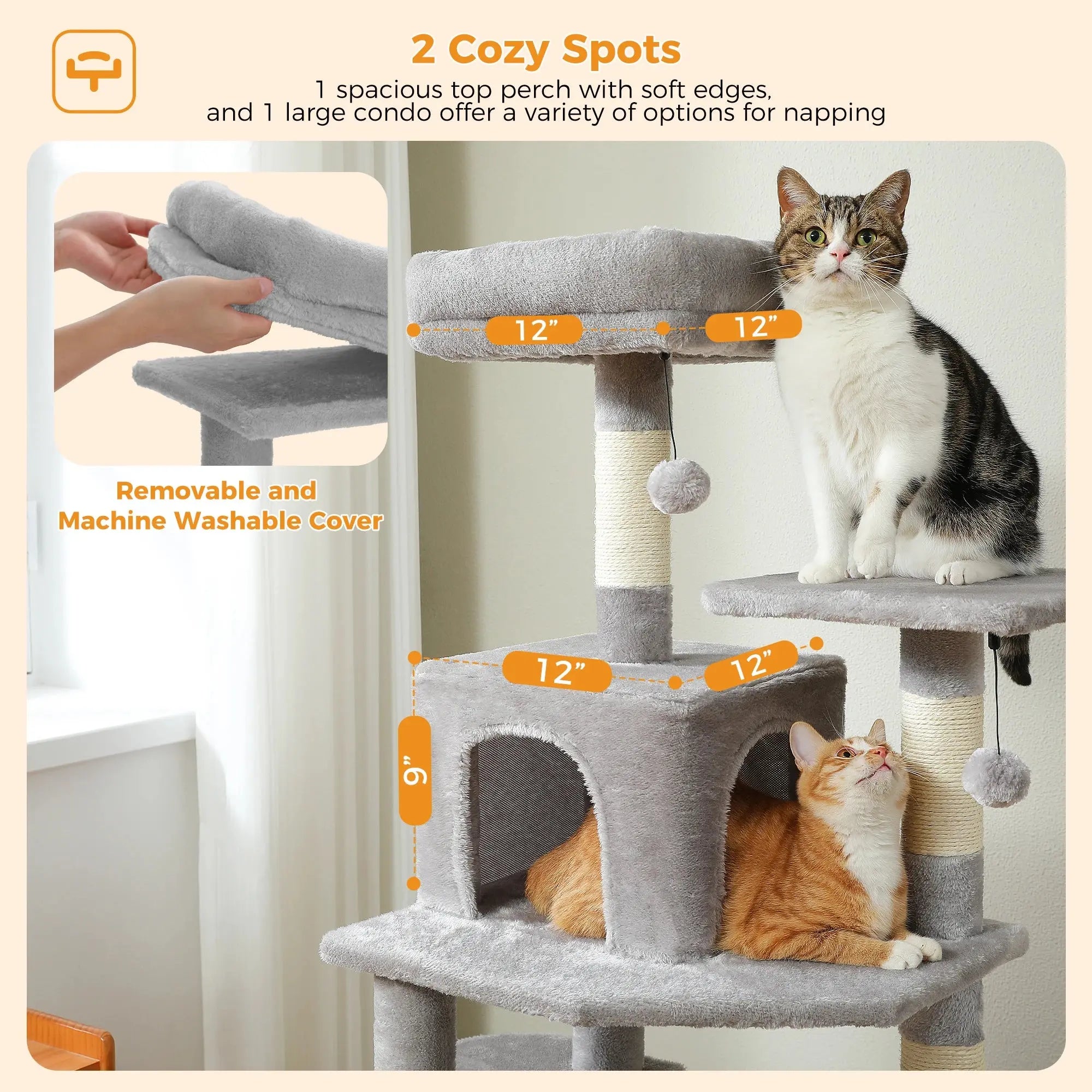 184cm Large Cat Tree and Tower for Indoor Cats With Sisal-Covered Scratching Posts Spacious Hammock Padded Perches and Condos Nova Trendz