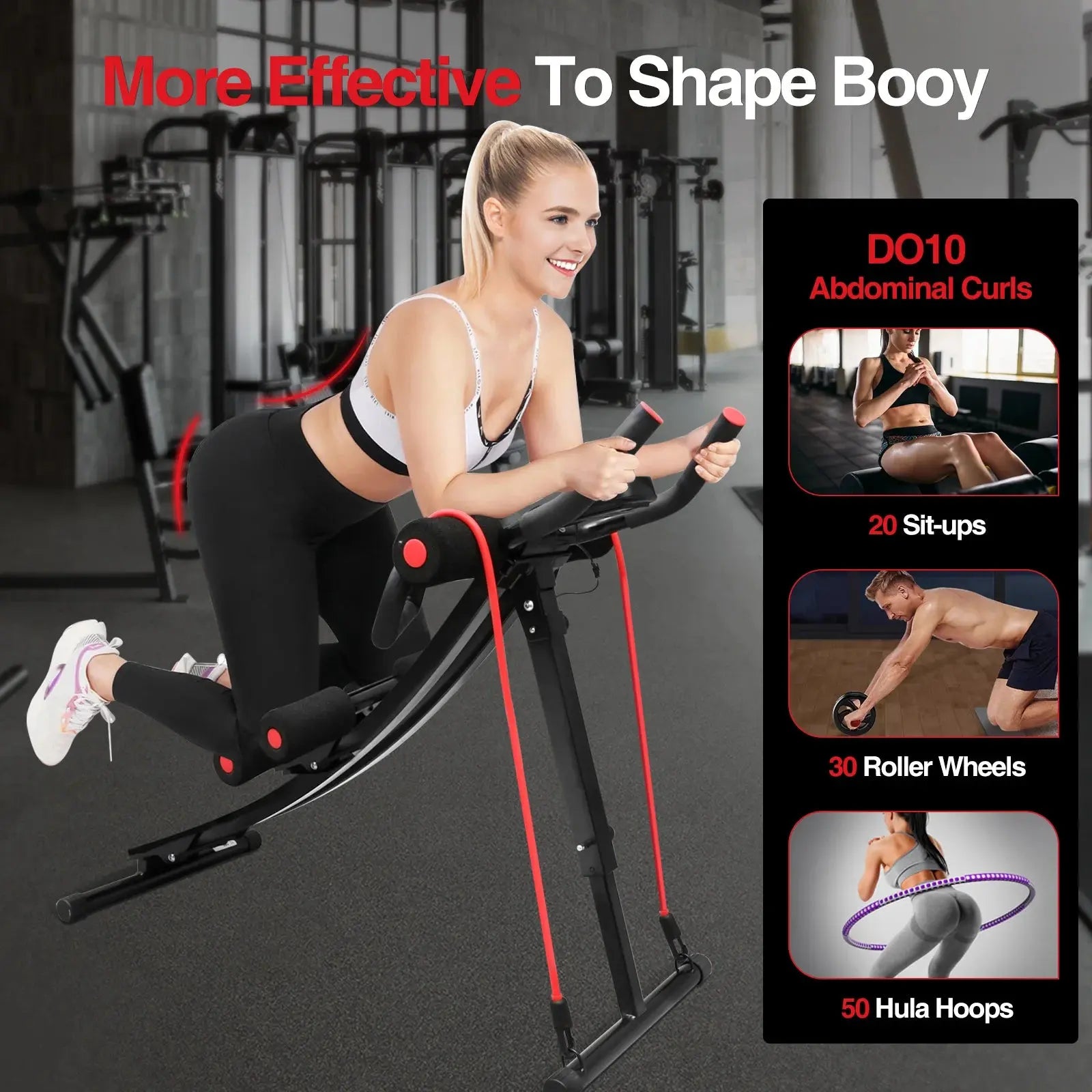 GIKPAL Foldable Ab Machine Ab Workout Equipment for Home Gym,Core & Abdominal Trainer Fitness Equipment Max 440lbs LCD Display Nova Trendz