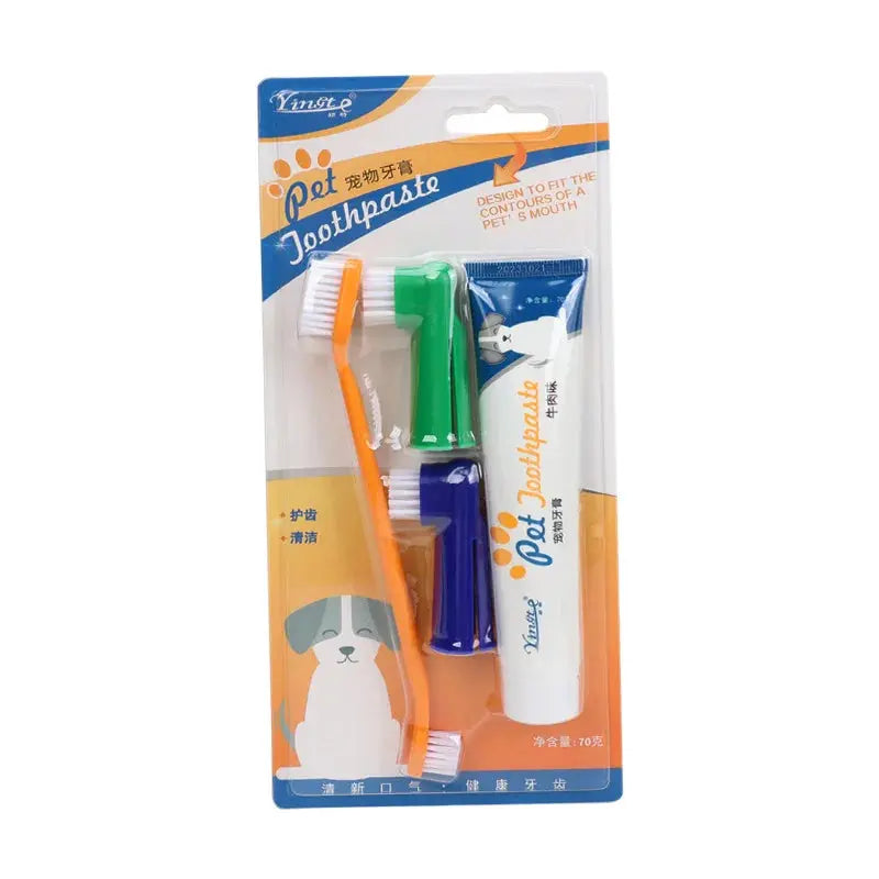 Pet Toothpaste Toothbrush Dog Cat Teeth Cleaning Dog Cat Fingertips Cat Dog Disposable Toothbrush Toothpaste Set - Nova Trendz
