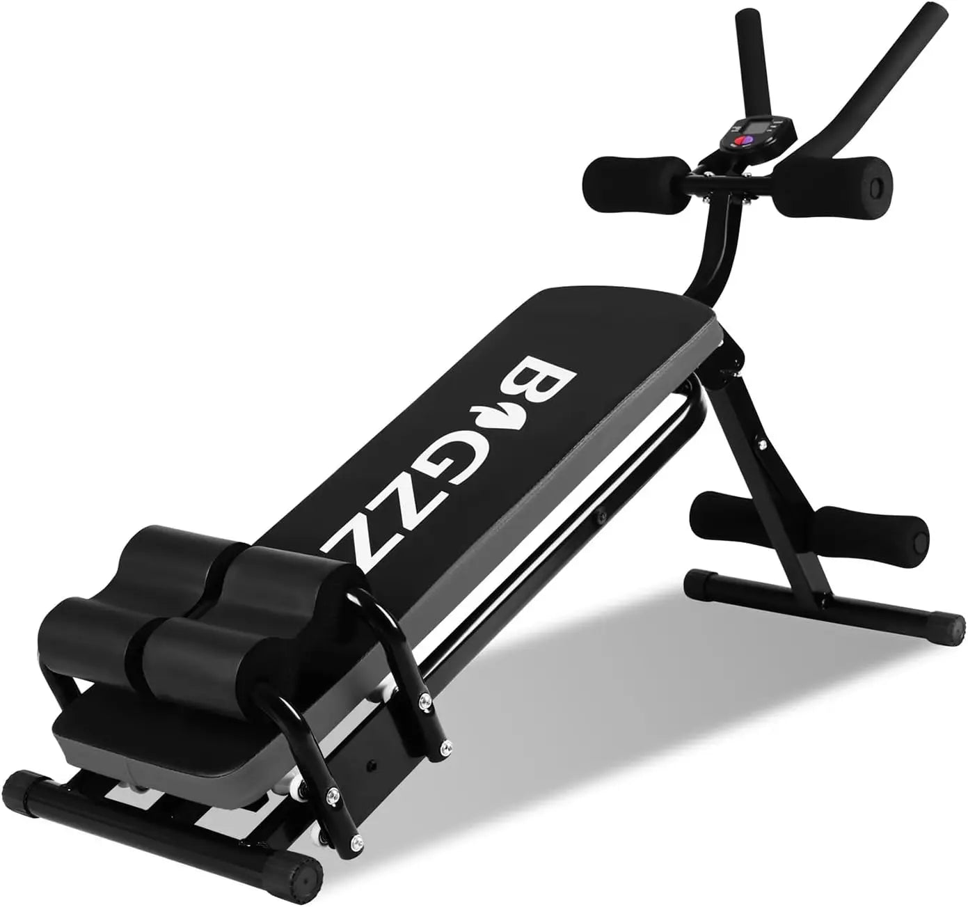 Adjustable Ab Exercise Bench, Abdominal Workout Machine Foldable Sit Up Bench, Full Body Exercise Equipment with LCD Monitor