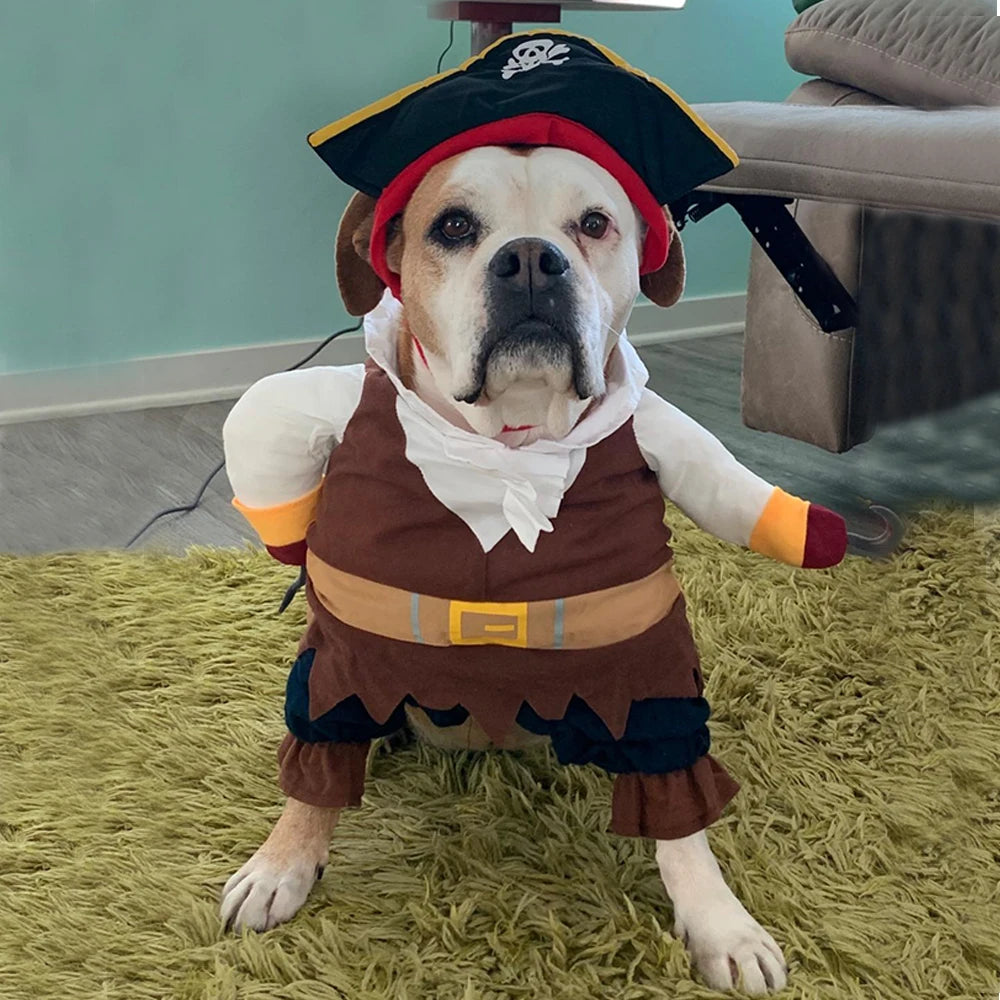 Halloween Funny Pirate Cat Dog Costume For Small Medium Dogs Cats Puppy Kitten Cosplay Creative Novelty Dress Up Party Clothes