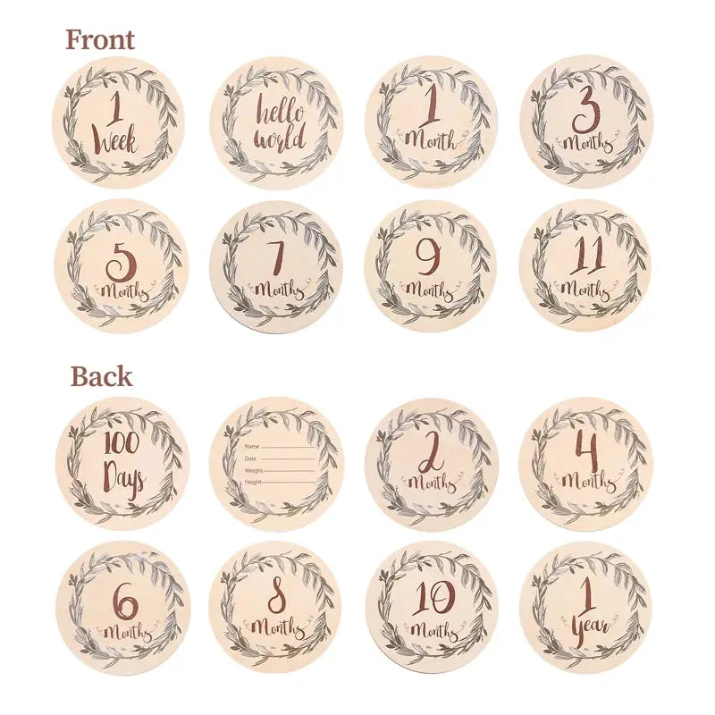 8pc/set Wooden Baby Milestone Card For Newborn Cute Cloud Shape Photography  Props Accessories Month Cards Sticker Newborn Gifts Nova Trendz