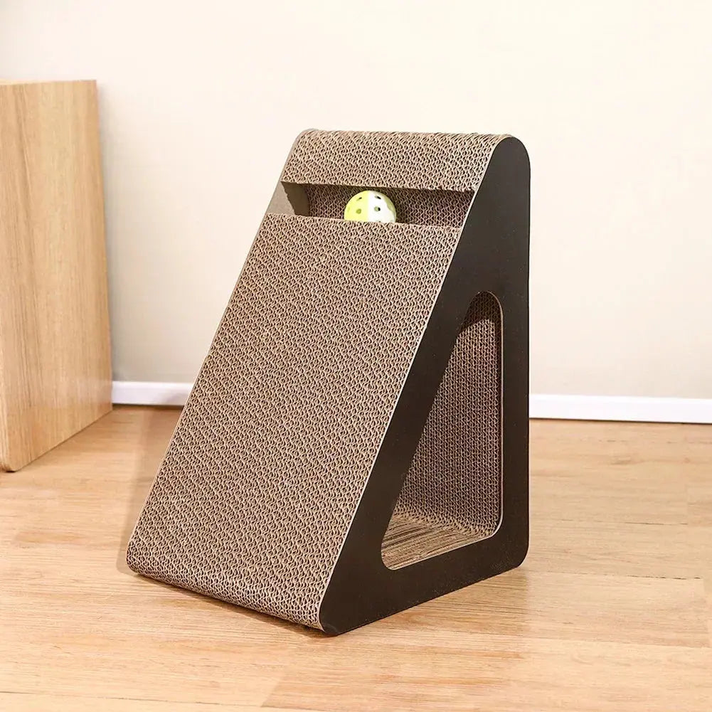 2 in 1 Cat Scratcher Cardboard Triangles Shaped Cat Scratching Board With Ball Wear-resistant Cat Clawing Board For Indoor Cat Nova Trendz