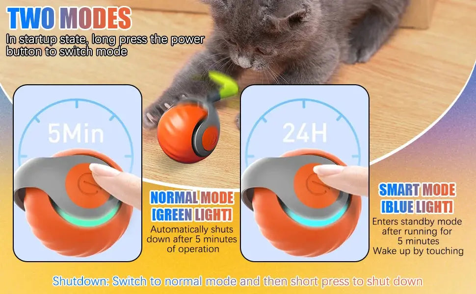 New Interactive Cat Toys Ball Auto Electric Rolling Ball Toys for Cat Kitty Pet Smart Automatic Teaser USB Rechargeable Cat Toy - Nova Trendz