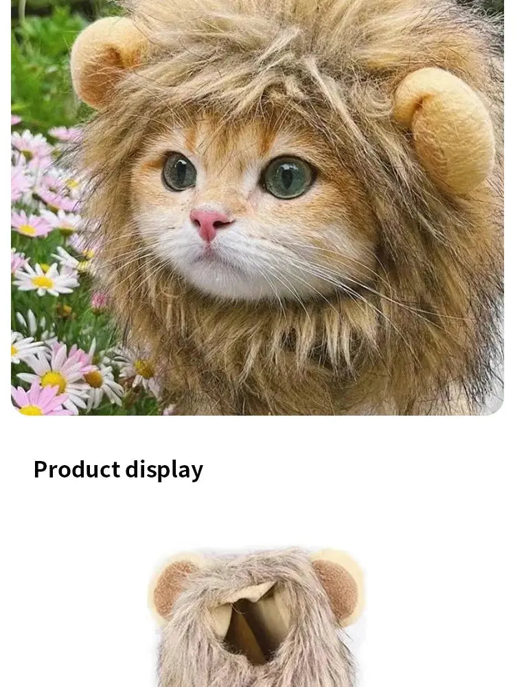 Pet Hairpiece - Humorous Lion Mane Headgear for Dogs and Cats, Adjustable Costume Accessories for Fun Dress-up and Play - Nova Trendz