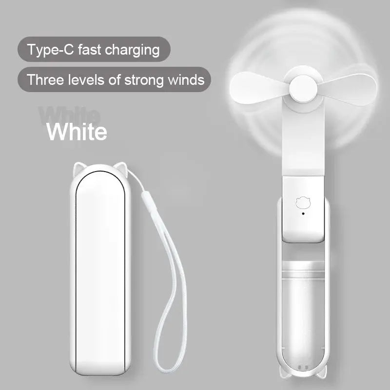 Foldable Small Fan Portable and high-power Hand Held Portable Mini Fan Rechargeable Hand USB Charge Fan Nova Trendz
