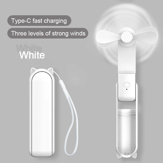 Foldable Small Fan Portable and high-power Hand Held Portable Mini Fan Rechargeable Hand USB Charge Fan