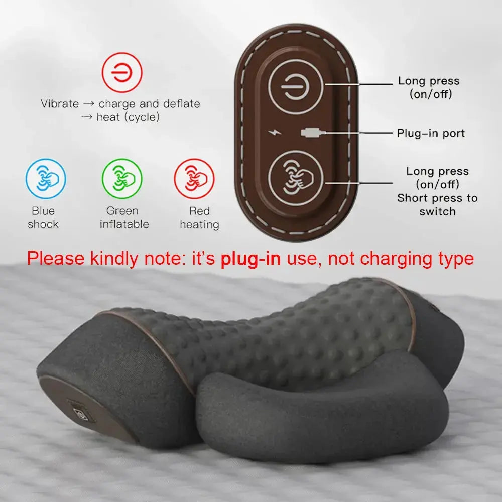 Electric Neck Massager Pillow Vibration Heating Massage Neck Traction Stretcher Support Cervical Spine Pain Relief Sleep Relax Nova Trendz