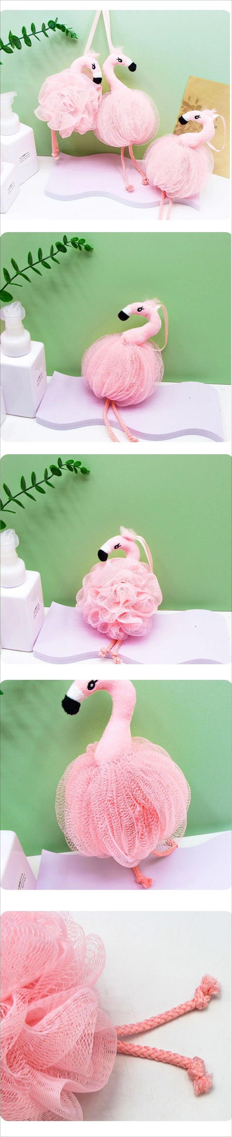 Flamingo Bath Sponges Animal Kids Loofah Bath Pouf Mesh Animal Toy Bath Sponge Colorful Body Scrubber Balls Shower Mesh for Kids