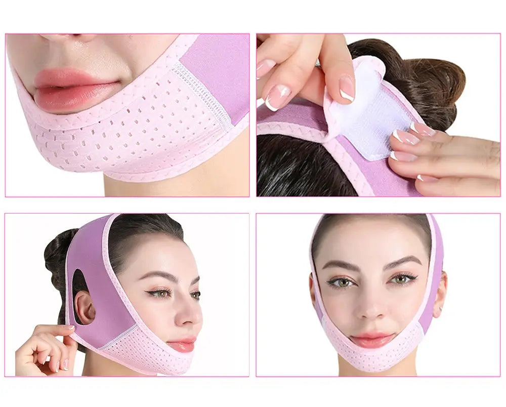 Double Chin Remover Facial Lifting Slimming Bandage V Line Shaped Cheek Face Lift Up Belt Strap Jaw Face Tightening Massagers - Nova Trendz