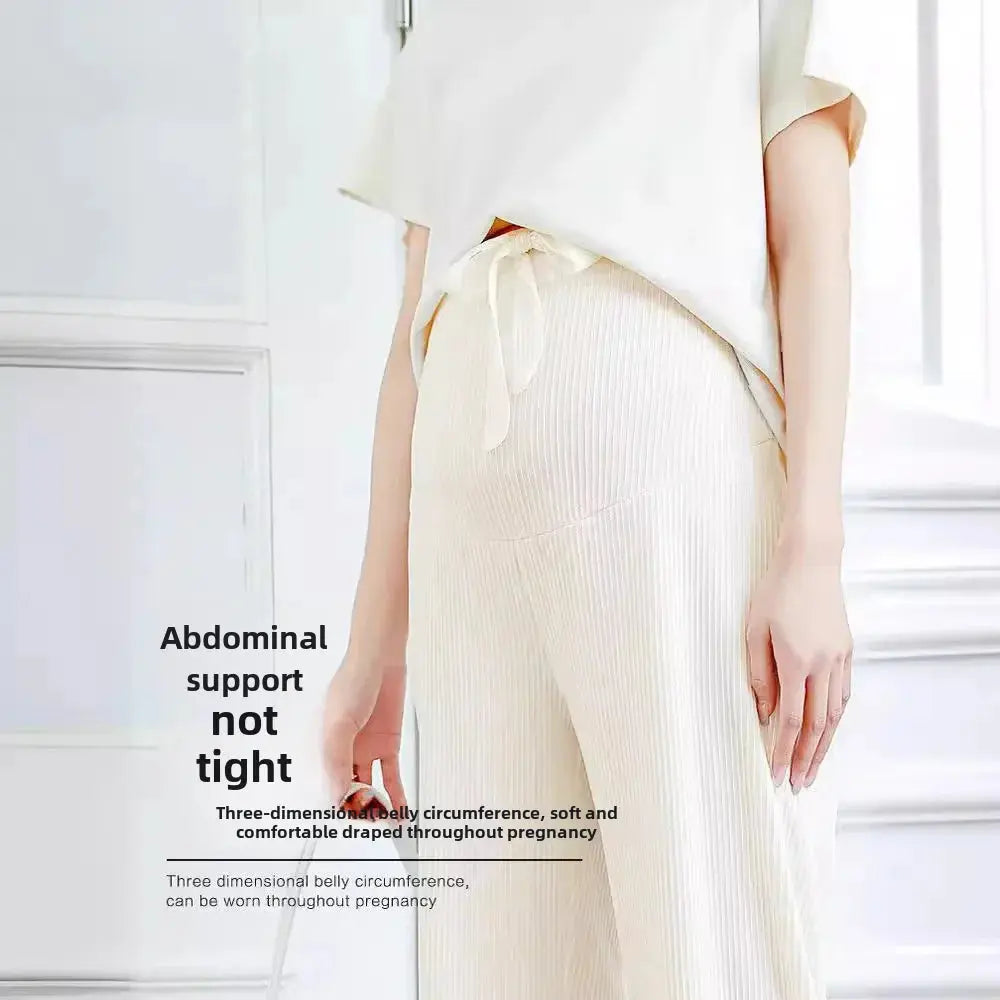 Maternity Bell Bottom Pants Summer Thin Style Casual Loose Fit Straight Leg Pregnancy Clothes For Expecting Mothers Nova Trendz