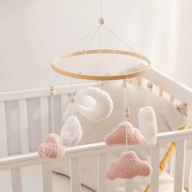Baby Bed Bell Rattle Toy Lambhair Mobile Hanging Toy 0-12 Months Newborn Crib Mobile Cartoon Cloud Pendant Toy Carousel For Cots - Nova Trendz