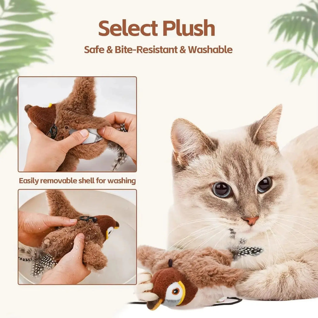 Interactive Flying Bird Cat Toy (with Catnip) Toy Flapping Bird Cat Toy Flying Interactive Flapping Chirping Bird Cat Toy Nova Trendz