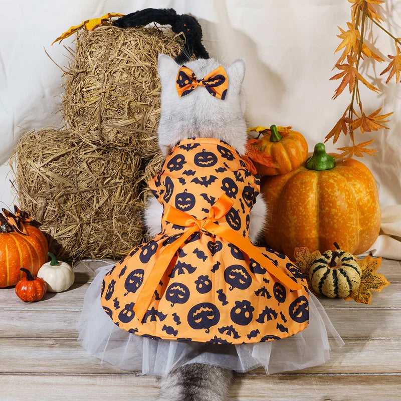 Halloween Pet Dog Dress For Small Medium Dogs Cosplay Costume Pet Dresses Fashion Bow Cat Princess Skirt Chiahuahua Dog Clothes