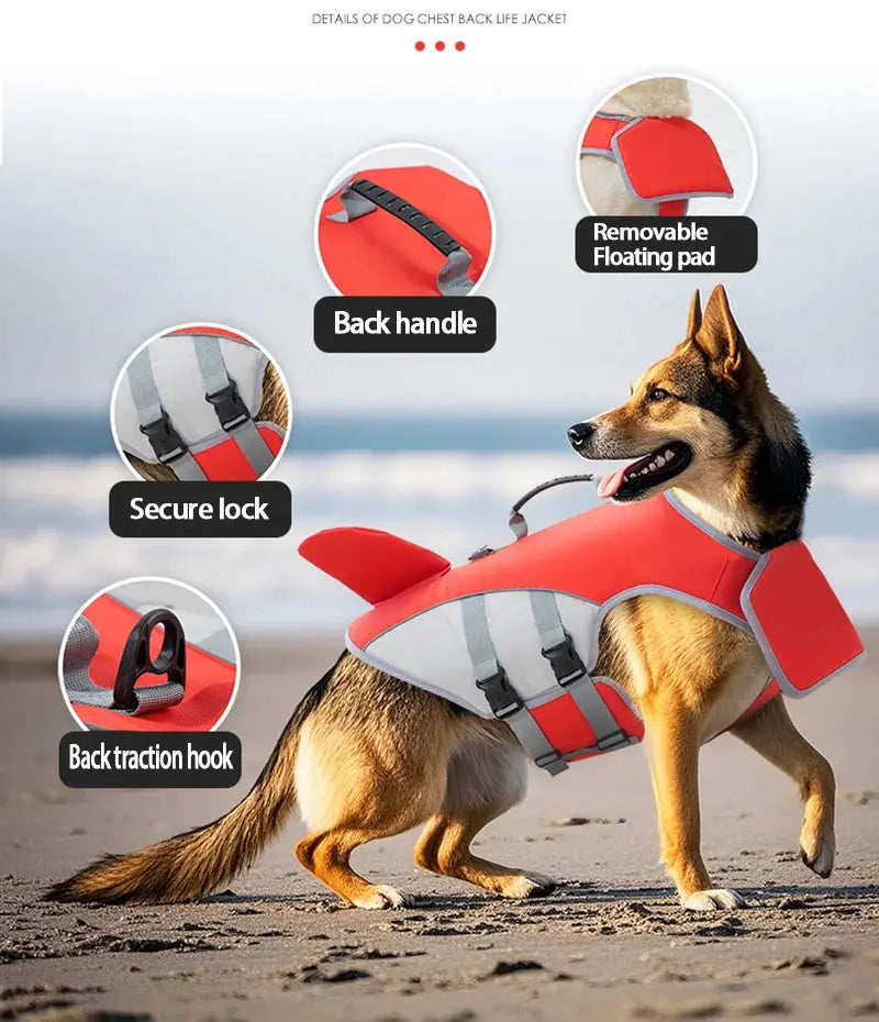 New Pet Swimming Life Jacket Shark Fin Shape Safety Vest for Dog in Summer Adjustable in Pool or Surfing Drifting Dog Life Vest - Nova Trendz