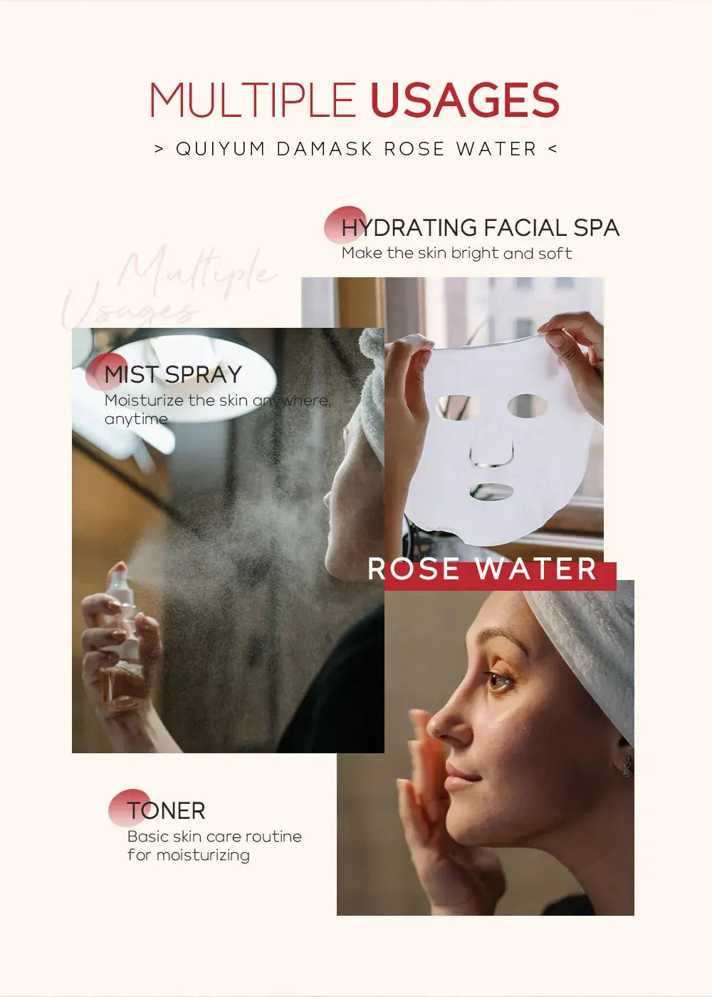 Face Care Rose Water Nourishing Skin Improve Dullness Anti Aging Facial Toner Damask Korean Skincare Products 100ml Nova Trendz