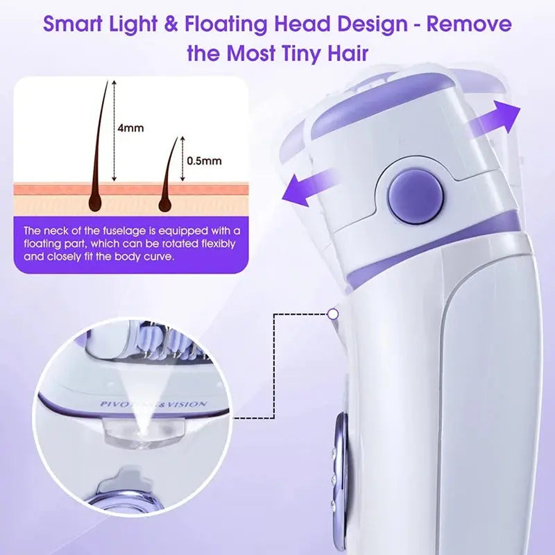Kemei 3in1 Women Epilator Electric Shaver Facial Body Hair Removal Lady Leg Bikini Trimmer Hair Remover Underarms Rechargeable Nova Trendz