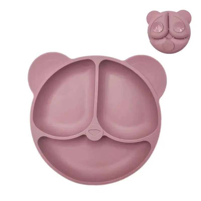 Baby Safe Silicone Dining Plate Suction Cartoon Children Dishes Feeding Toddler Training Tableware Retro Kids Smile Face Bowl Nova Trendz
