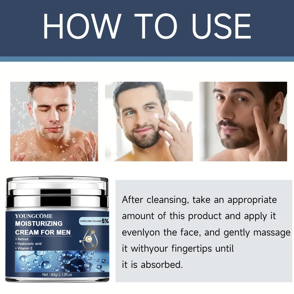 Men's Collagen moisturizing cream with retinol and vitamins, Anti-wrinkle Repair,fade fine lines,hyaluronic acid facial skincare