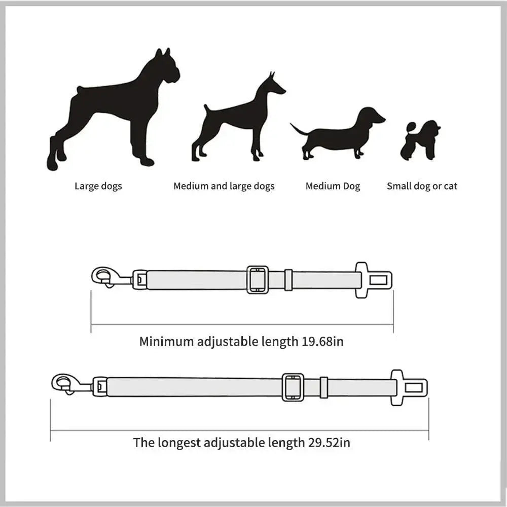 Dog Harness Lead Clip Safety Lever Traction Dog Collars Dogs Accessoires Adjustable Pet Cat Dog Car Seat Belt Pet Seat Vehicle Nova Trendz