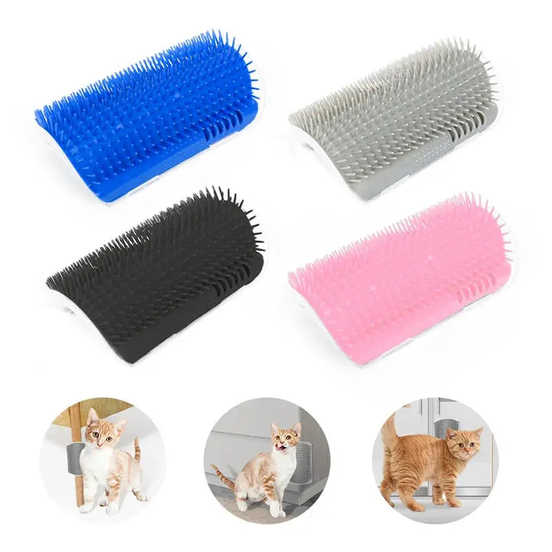 Cat Brush Comb Cat Toy with Catnip Cat Wall Brush Corner Cat Scratcher Massage Self Groomer Comb Pet Brush Corner cat scrubber - Nova Trendz