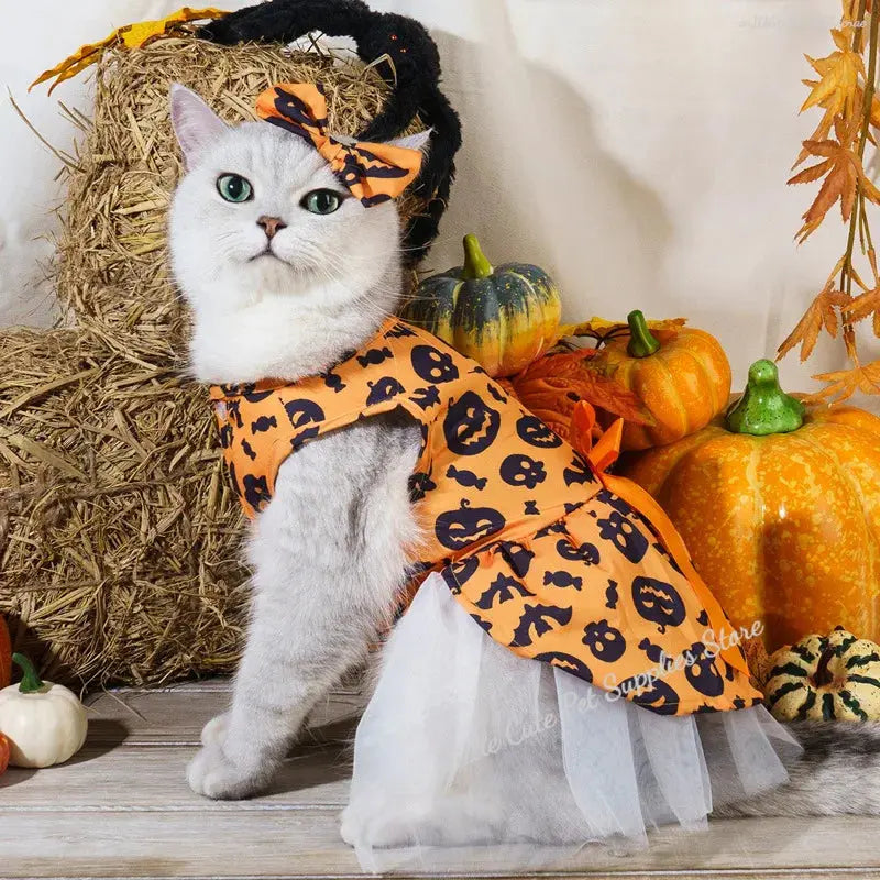 Halloween Pet Dog Dress For Small Medium Dogs Cosplay Costume Pet Dresses Fashion Bow Cat Princess Skirt Chiahuahua Dog Clothes Nova Trendz