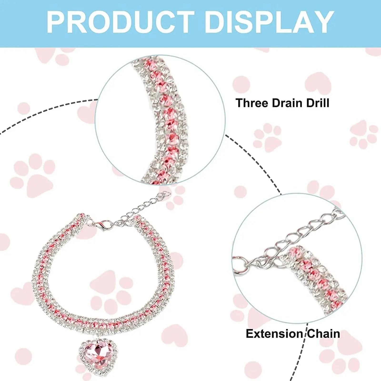 Dog Cat Rhinestone Diamante Collar Necklace Puppy Crystal Bling Pet Accessories For Puppy Kitten Crystal Pendant Diamond Collars Nova Trendz