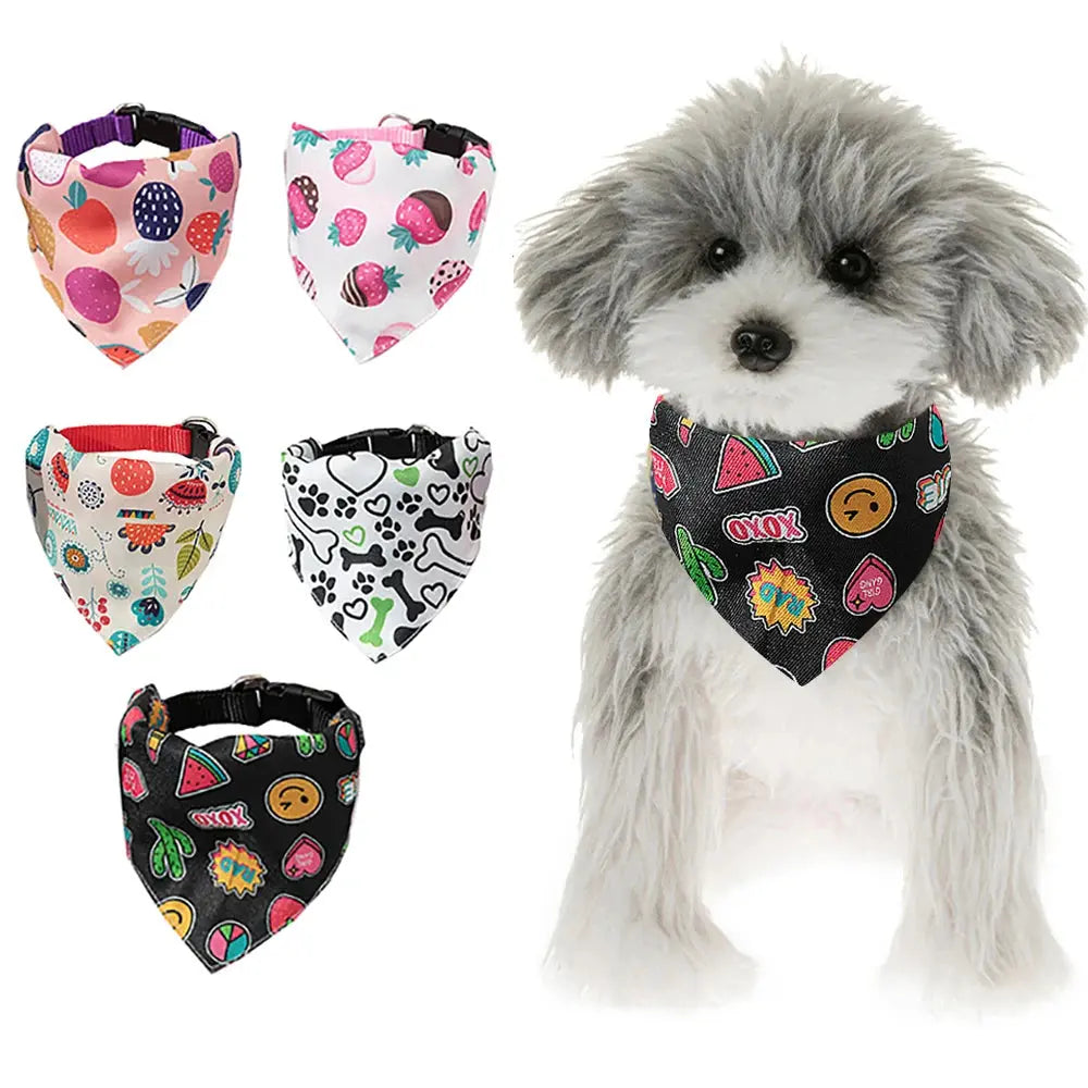 Adjustable Pet Puppy Cat Scarf Bandana Collar Neck Scarf For Small Dogs Kitten Saliva Towel PU Collar with Triangular Bandage Nova Trendz