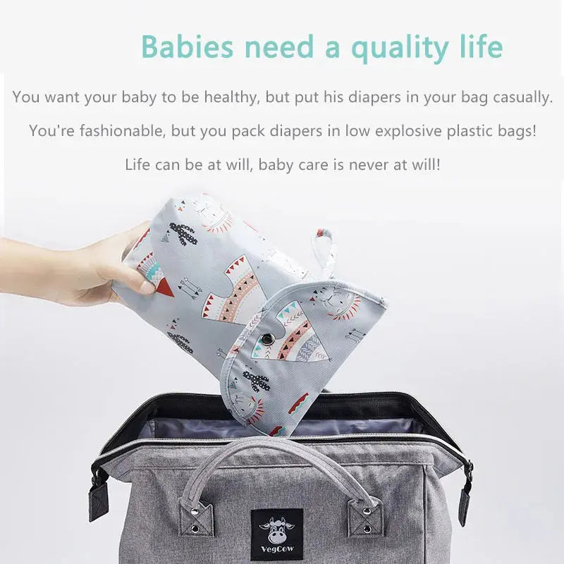 Baby Diaper Bag Waterproof Wet Dry Pack Mummy Storage Pouch Nappy Organizer Insert Tote Purse Travel Stroller Carry Bag Nova Trendz