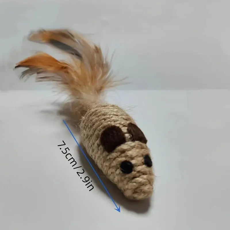 1/4pcs Sisal False Mouse Cat Toy Bite Resistance Stuffed Toy Interactive Cat Toy Simulation Mice Kitten Self-Playing Plush Toys - Nova Trendz