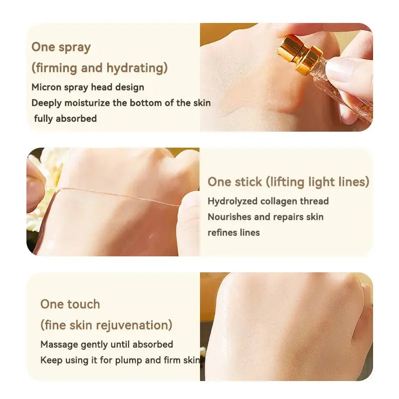24K Gold Face Serum Active Collagen Silk Thread Facial Skin Care Essence Anti-Aging Smoothing Firming Moisturizing Hyaluronic Nova Trendz