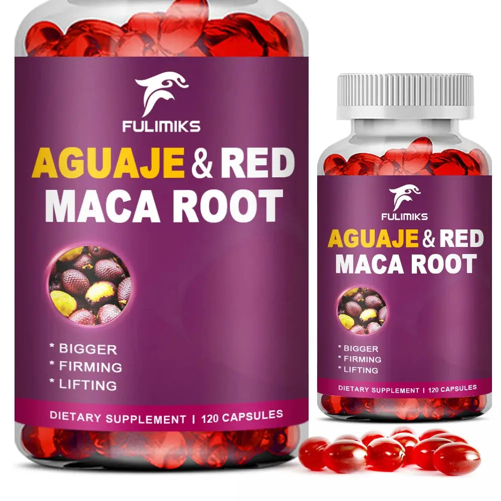 Aguaje Supplement Red Maca Root Extract Capsules Enhances Curves, Firms, Sculpting, Supports Buttocks and Immune Health Nova Trendz