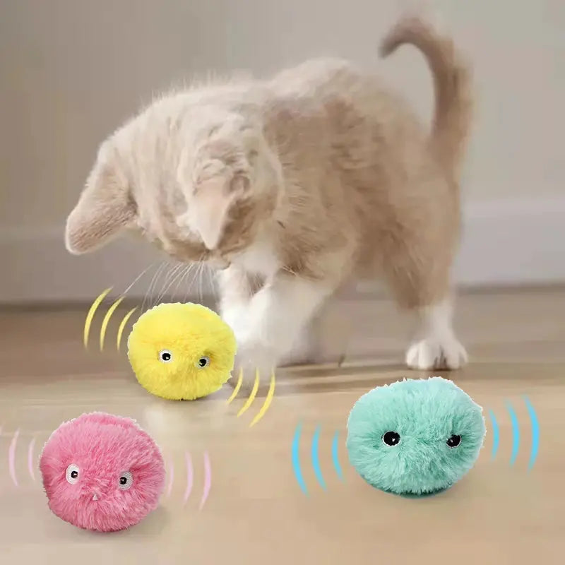 Interactive Ball Smart Cat Toys Plush Electric Catnip Training Toy Kitten Touch Sounding Pet Product Squeak Toy Ball - Nova Trendz